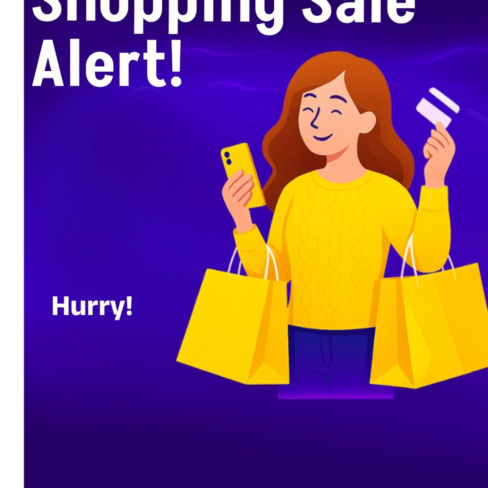 Yellow Shopping Bags and Phone Illustration
